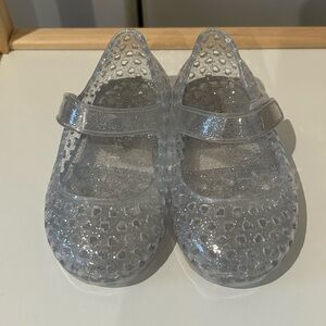Glittery Silver Jelly Shoes